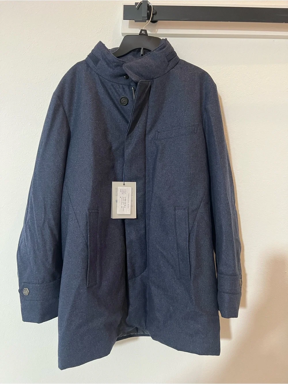 Men's Classic Navy Pea Coat - Tailored Single-Breasted Jacket